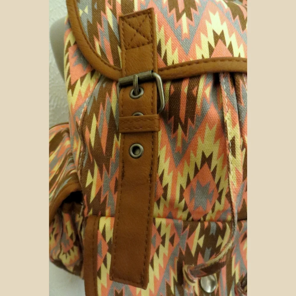 Candies Aztec Southwestern  Style Faux  Leather Vegan Backpack New